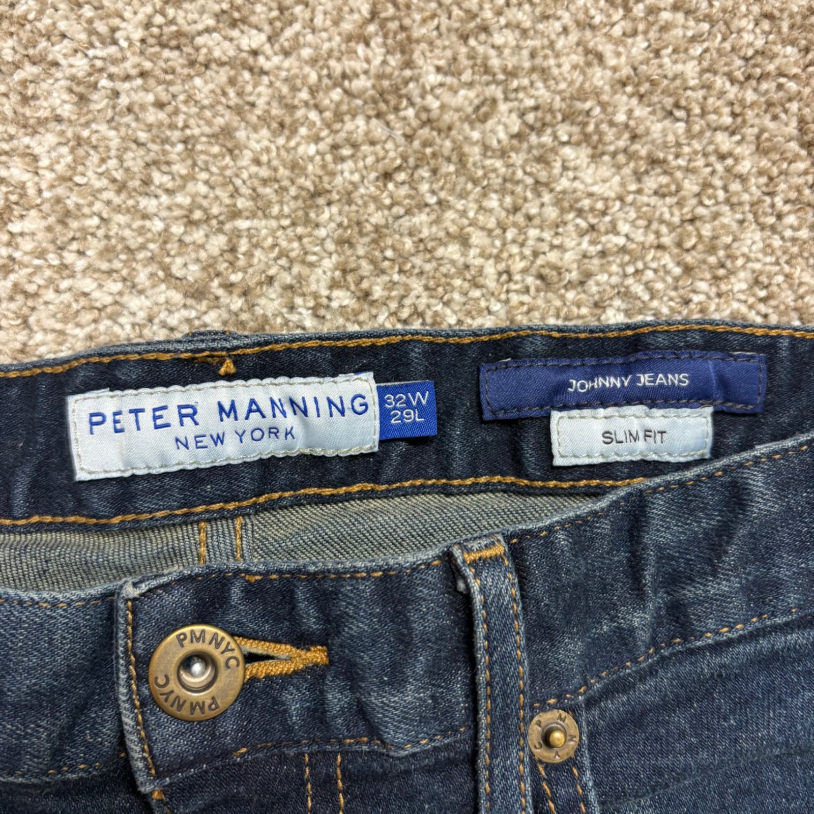 Peter Manning Nyc Johnny Jeans Slim Fit Mens 32x29 Dark Wash Stretch Denim — image 6 of 8